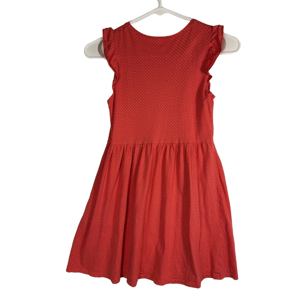 H&M Kids Pink Coral Polka Dot Ruffle Sleeve Organic Cotton Dress Size 8-10Y - Picture 3 of 6